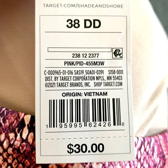 Shade & Shore Pink Snake Print Bikini Swim Top Underwire Bra Removable Pads - Picture 14 of 16